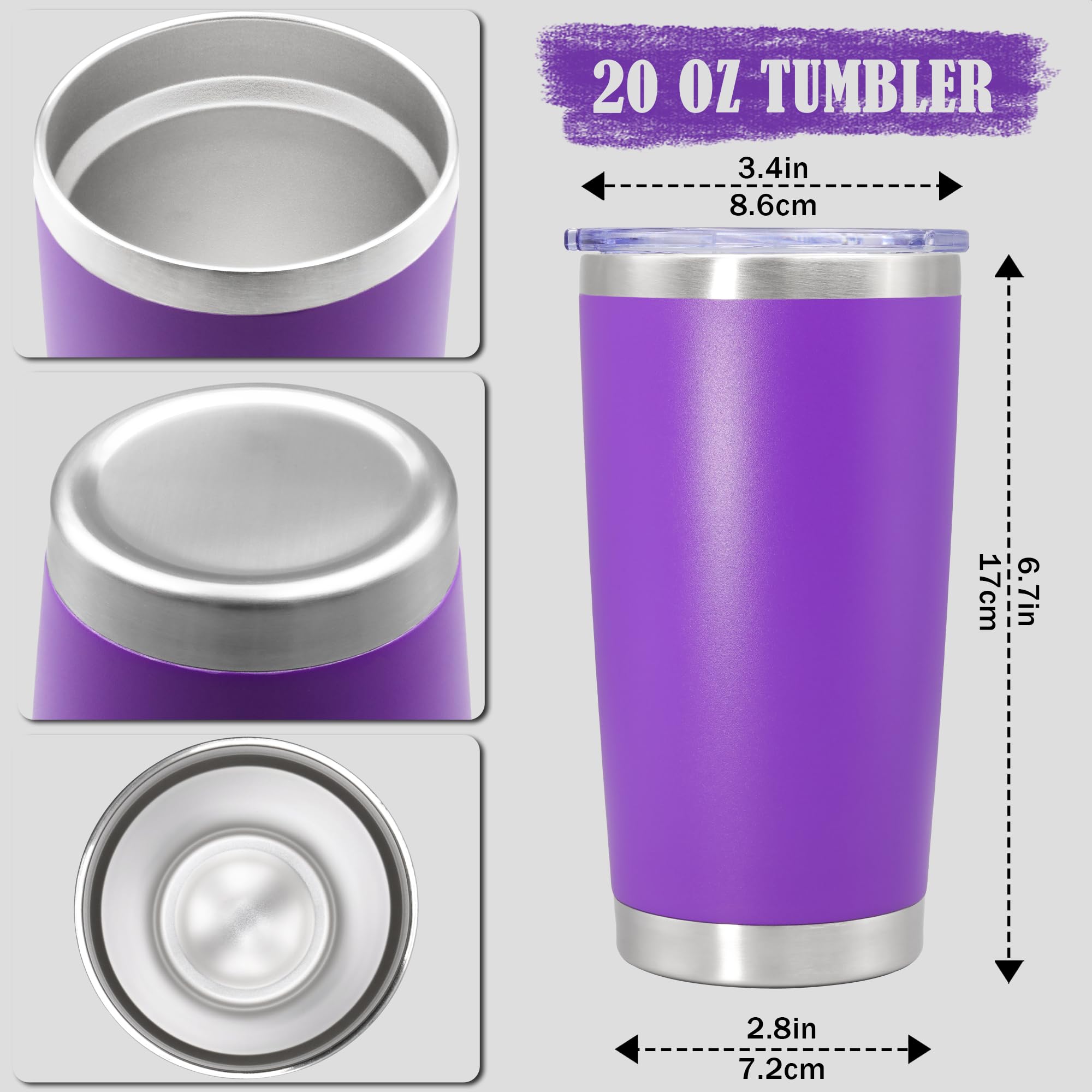 20oz Tumbler Insulated Coffee Tumblers with Lid Stainless Steel Purple 8P