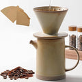 Pour Over Coffee Maker Set Vintage Ceramic Pour Over V60 Coffee Dripper Set with 20 Count Paper Coffee Filters,for Home Café Restaurant Camping,15.8 Ounces(Yellow)