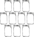 DISCOUNT PROMOS 10 Decorating Mason Jars Set, 12 oz. - Canning, Aluminum Lid - Clear