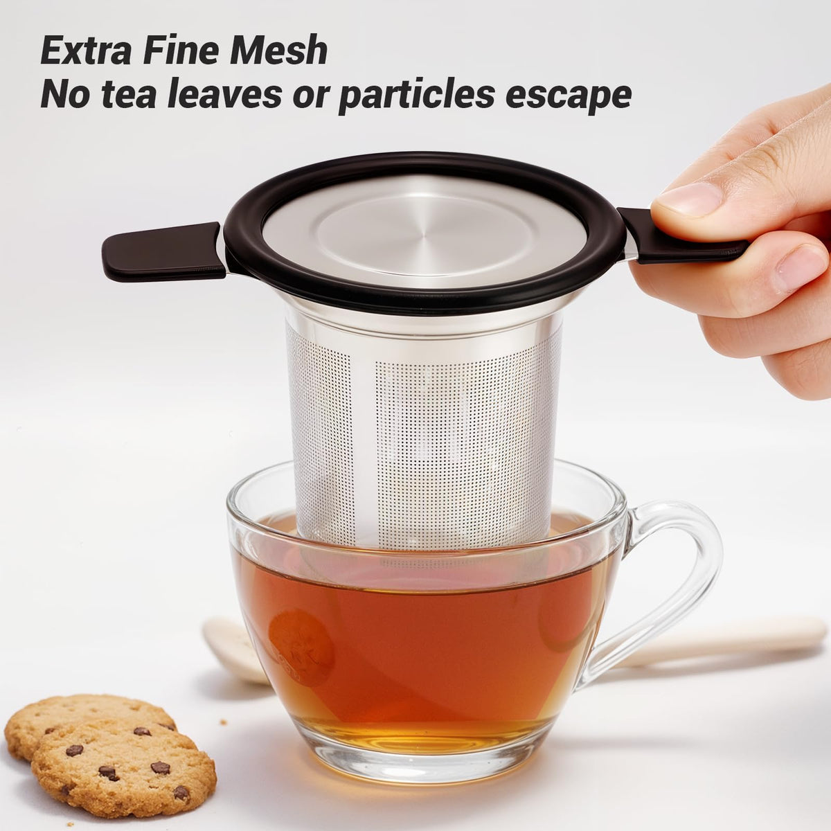 Tifanso Fine Mesh Stainless Steel Reusable Tea Infuser with Double Handles