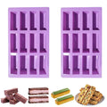 HLCM 2Pcs oat bar mold - 12rectangle silicone molds - Chocolate silicone mold for baking candies/energy bars, cheesecake, dried fruit cereal cookies (2, purple)
