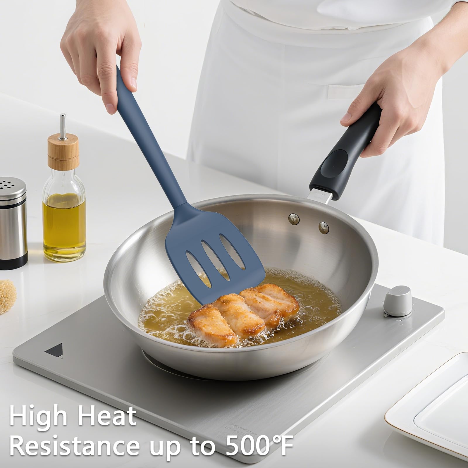 Coukre 3 Pack Silicone Spatula Set, Heat Resistant to 500°F, BPA-Free