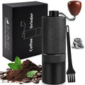 DITOSH Manual Coffee Grinder Gift Box Detachable Stainless Steel Conical Burr Aluminum Coffee Bean Grinder with 25 Grinding Settings Cleaning Brush Grindable Espresso Moka Pot for Camping Black