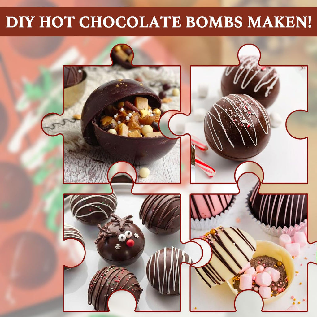 Hot Chocolate Cocoa Bomb Molds Hemisphere Silicone 2 Inch 4 Pack, Semi Ball Mould 6 Cavity Large Circular, BPA Free Non-Stick Half Sphere Holiday Valentine DIY Cake Jelly Dome Mousse