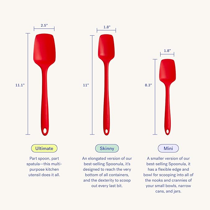 GIR: Get It Right Silicone Spoonula Spatula - 11-Inch Skinny Studio White - Heat-Resistant & Nonstick Silicone Kitchen Utensils - Serving & Scraping
