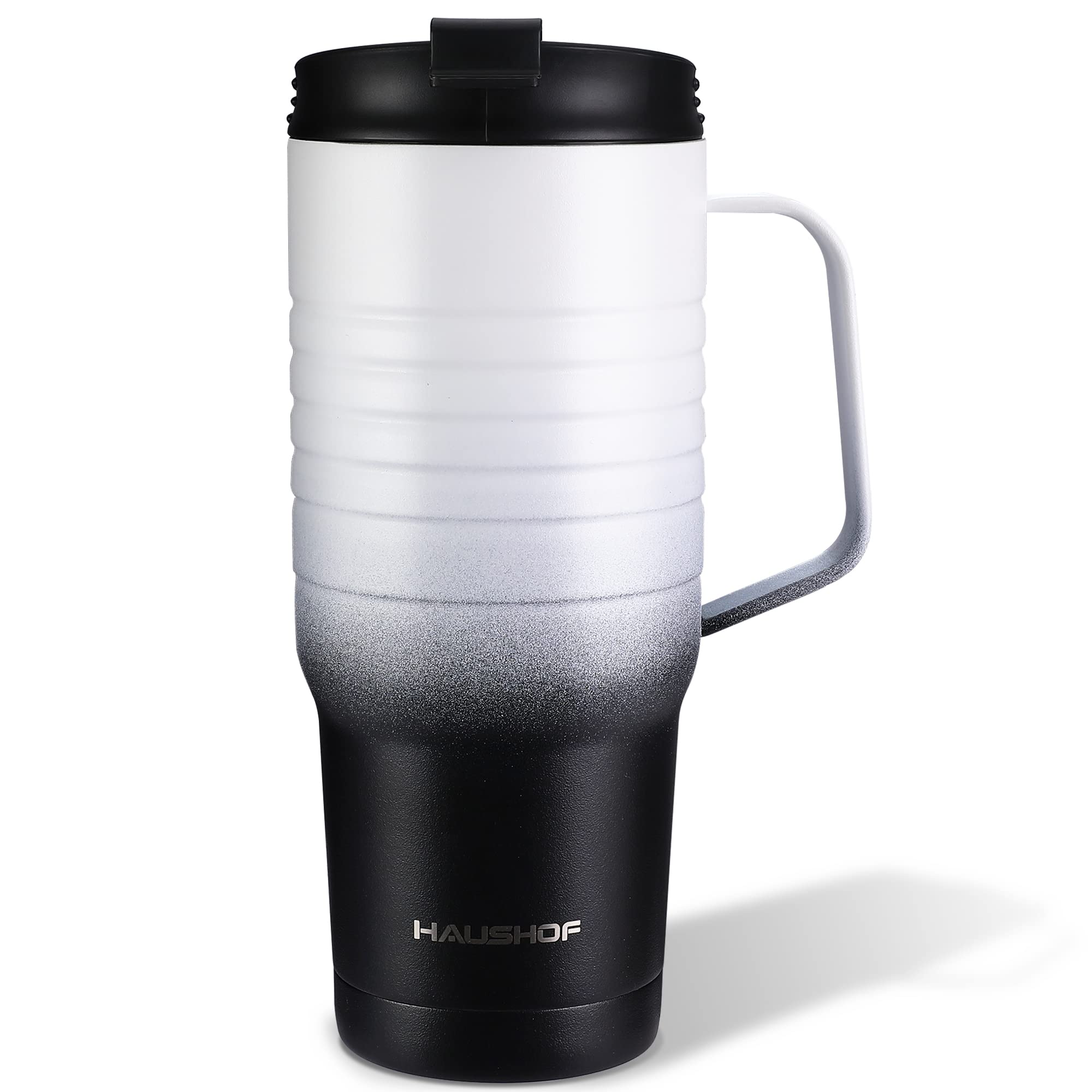 HAUSHOF 24 oz Travel Mug with Handle, Stainless Steel Vacuum Insulated Coffee Travel Mug, Double Wall Travel Mugs with Leakproof Lid, BPA Free