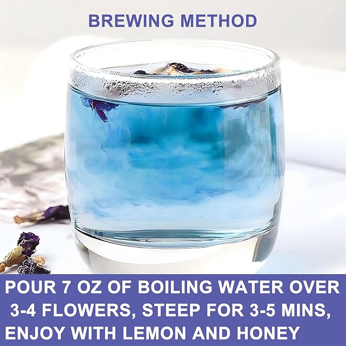 JTEDZI Butterfly Pea Flower Tea - 3.5 Oz/100g - Dried Butterfly Pea Flowers with 1 Ingredients - Pure Natural & No Additives Blue Tea