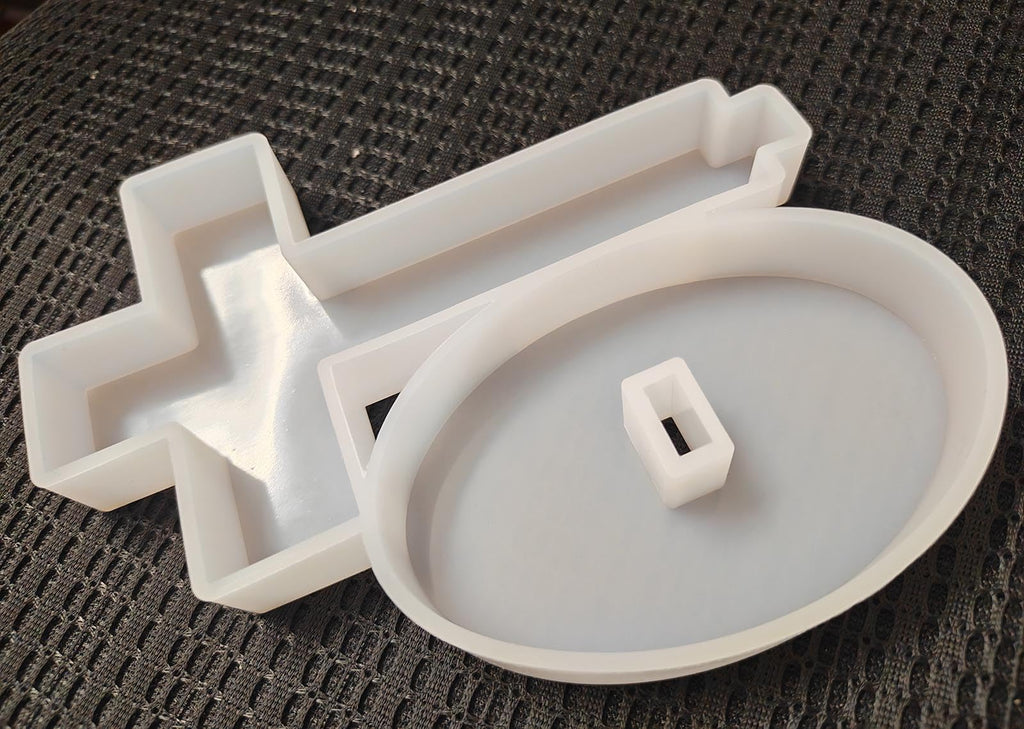 【300+ Design Optional】 Fuehbur Cross with Base Epoxy Resin Silicone Mold for DIY Decoration, Blessed Cross Candle Casting Mould【Mold Length: 7.08 in, Depth: 0.89 in】