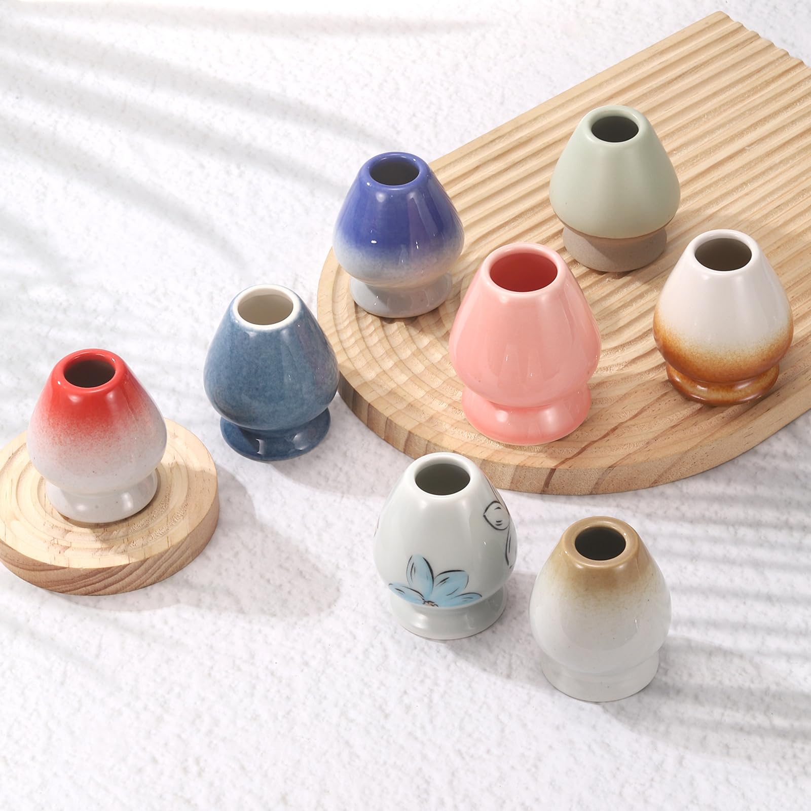 HARFINGTON Ceramic Chasen Stand 70mm Matcha Whisk Holder Teas Set Whisks Stand Traditional Matcha Tea Chasen Holder Tea Set Accessories for Tea Tasting, White