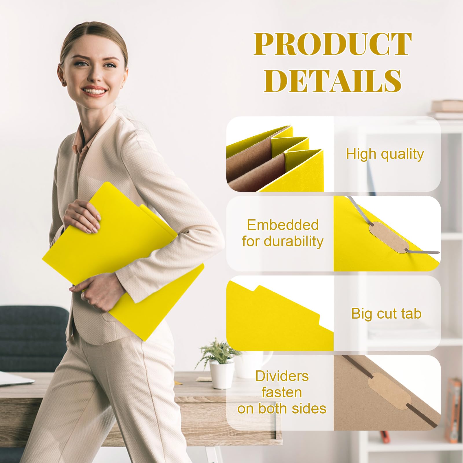 12 Pcs Skyygemm Classification Folder Letter Size, 2 Pocket File,Yellow