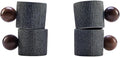 Ceramic Mini Espresso Cups Demitasse Cups with Round Wooden Handle Vertical Stripes Tea Cups (gray, 4pcs)