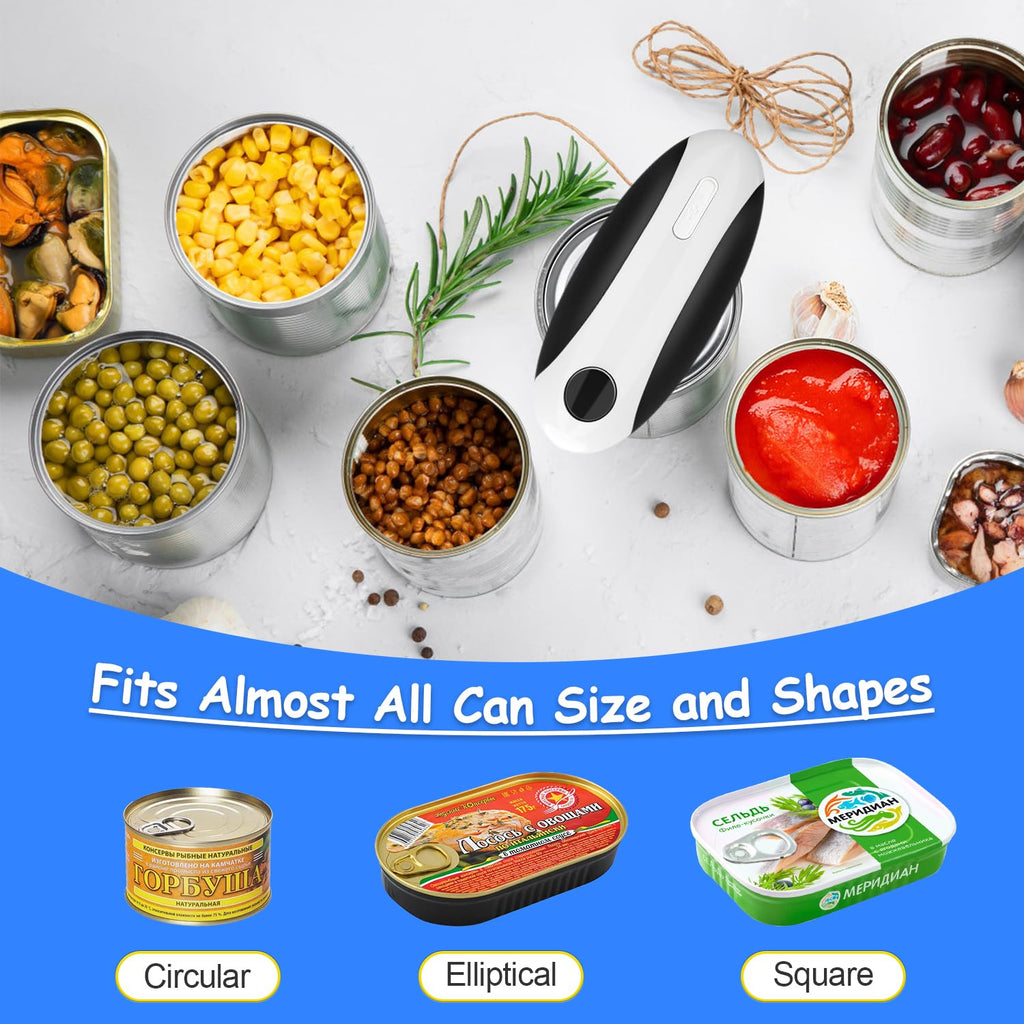 Electric Can Opener, Can Opener Electric Fits All Can Sizes, One Touch USB Rechargeable Electric Can Opener for Kitchen and Seniors with Arthritis, Chef, Automatic Can Opener, Portable Kitchen Gadgets