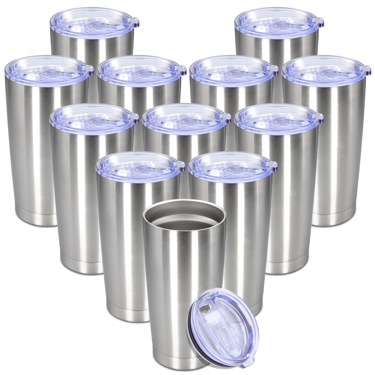 20 oz Tumbler Insulated Tumblers Stainless Steel Coffee Mug,Black 12PCS