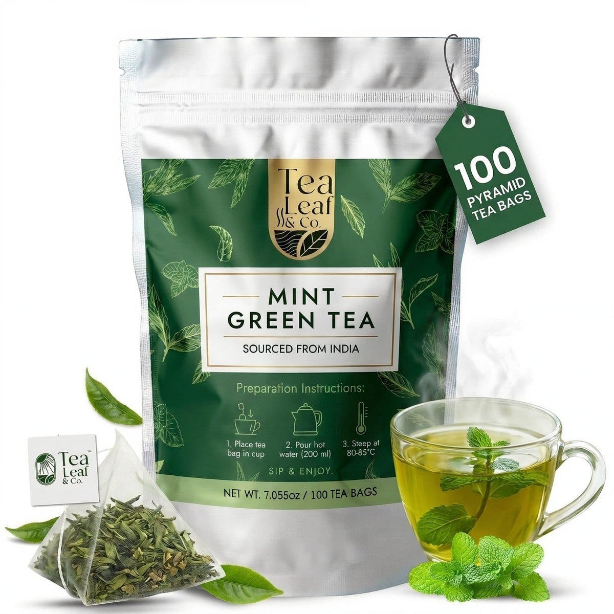 Sweet Hibiscus Cinnamon Green Tea (3.5oz), Natural Herbal Infusion, 50 Bags