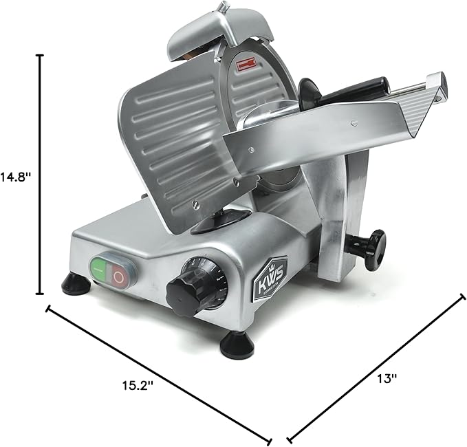KWS Premium MS-6SS 200w Electric Slicer 7.67-Inch Stainless Steel Blade, Frozen Meat/Deli Meat/Cheese/Food Slicer Low Noises Commercial and Home Use