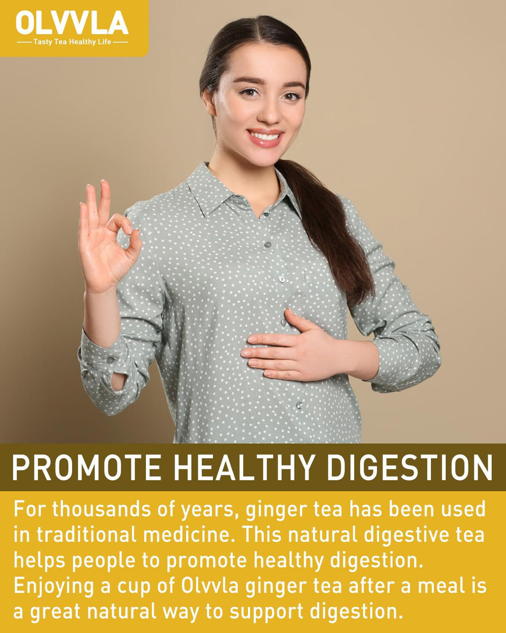 Olvvla - Ginger Tea Bags - 2g X 56 Count - Pure Natural Ginger Root