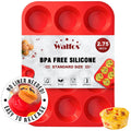 Walfos Silicone Muffin Pan - 12 Cups Regular Silicone Cupcake Pan, Non-stick Great for Making Muffin Cakes, Tart, Bread - BPA Free and Dishwasher Safe