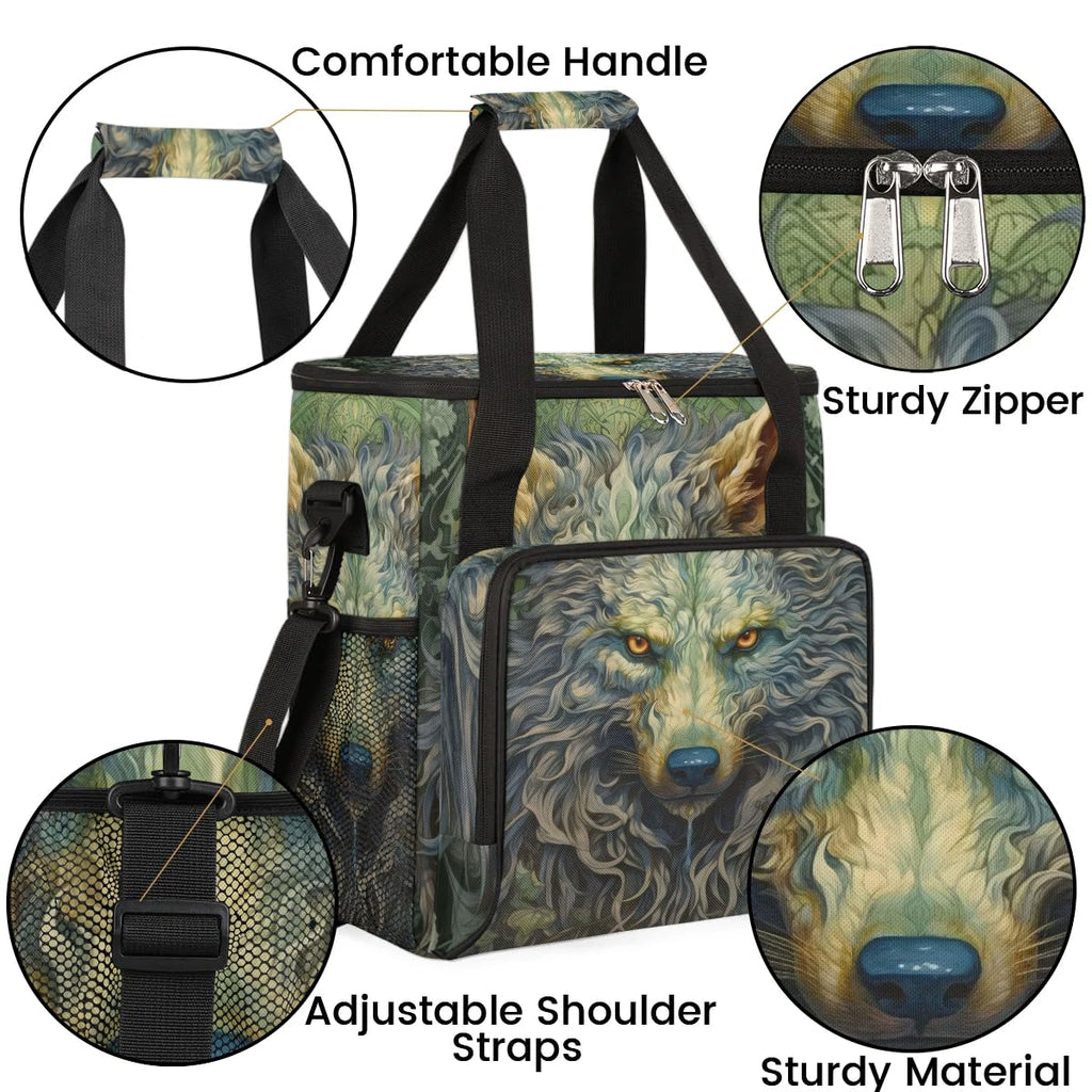CFERSAN wolf animal vintage Coffee Maker Carring Bag Travel Carrying Storage Tote Bag Compatible with Keurig K-Mini or K-Mini Plus Portable Single Serve Coffee Brewer Case with Pockets for K-cup Pods