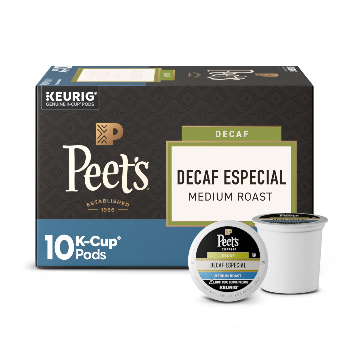 Peet's Coffee Coffee Pods, Medium Roast, Decaf Especial, 10 K Cups