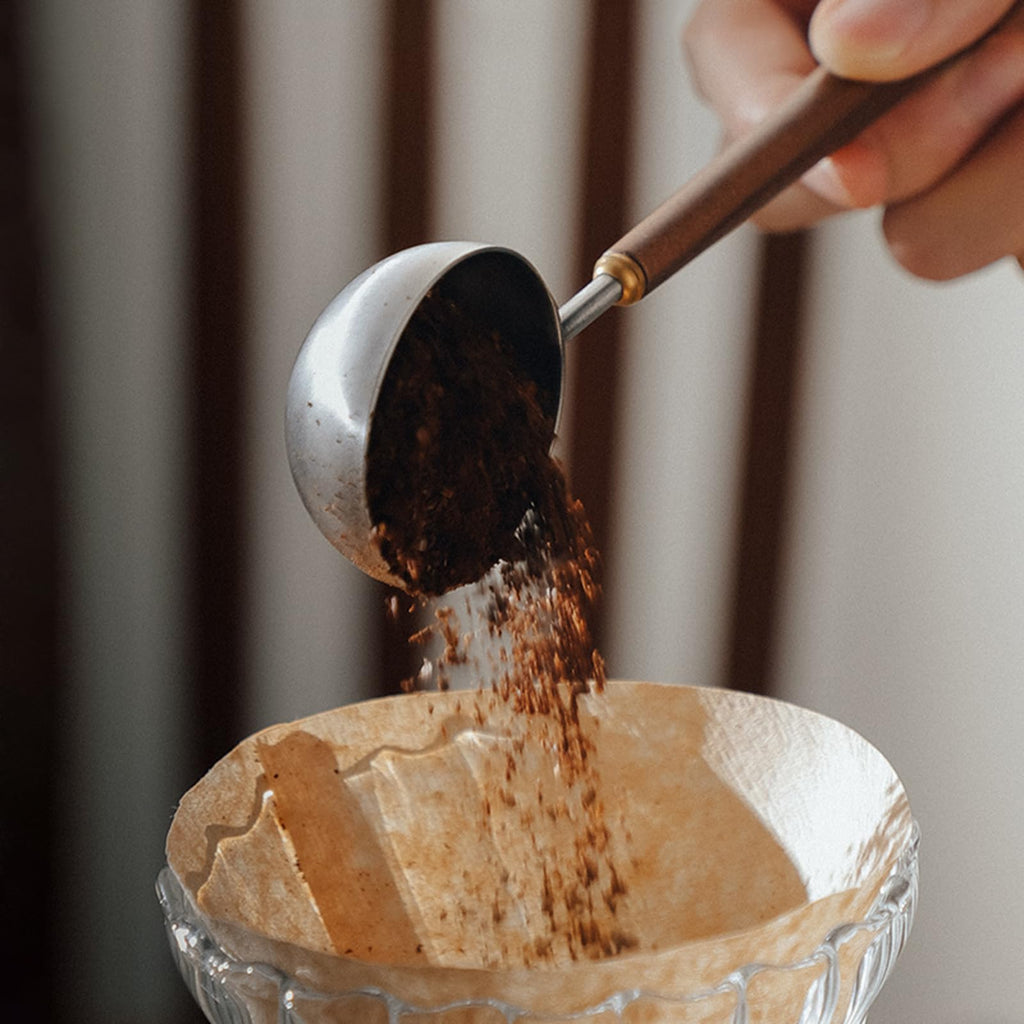 Gonzone Coffee Spoon - Vintage Walnut Wood Handle, Stainless Steel Coffee Scoop ，Stainless Steel Tea Scoopand Seasoning Spoons (1, Gold, 5g Capacity)