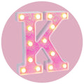 Foaky LED Letter Lights Sign Light Up Pink Letters Glitter Alphabet Letter Sign for Night Light Wedding/Birthday Party Battery Powered Christmas Lamp Girls Gifts Home Bar Decoration（K）