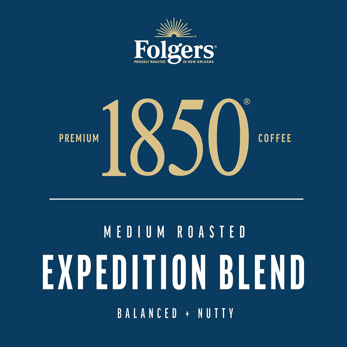 Folgers 1850 Expedition Blend Ground Coffee, 6 Canisters