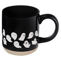 Sweet Water Decor White Ghosts Black Halloween Mugs, 14 oz - Halloween Coffee Mug Dishwasher & Microwave Safe - Fall Mug for Coffee & Hot Cocoa or Seasonal Brew - Black Stoneware Ghost Mugs