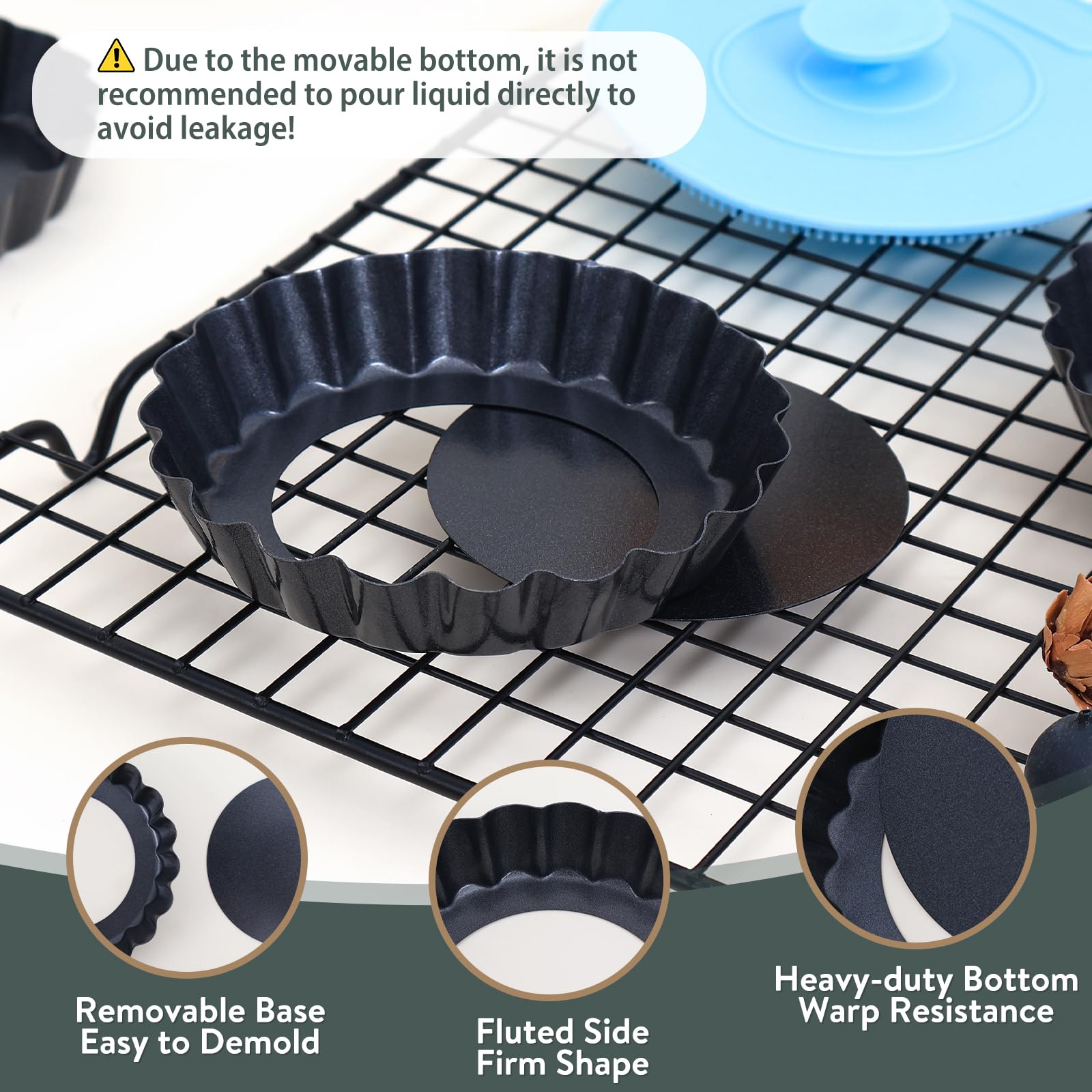 Mini Tart Pans Removable Bottom: Nonstick 4 Inch Quiche Pan Fluted Edge