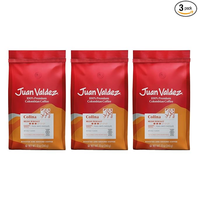 Juan Valdez Colina Ground Coffee, Balanced Roast 12 OZ - Premium Colombian Coffee - Unique “Caracolito” beans produce a coffee of balanced flavor (Pack of 3)