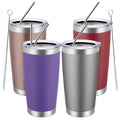 MEWAY 20oz Tumbler 4 Pack Double Wall Vacuum Insulated Travel Mug Bulk, Mix Color Stainless Steel Tumblers with Lid and Straw, Durable Powder Coated Coffee Cups for Cold & Hot Drinks（Color Mix, 4