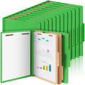 Skyygemm 24 Pcs Classification Folders Letter Size Bulk - 2 Dividers Pressboard File Folder with 3. 5 Inch Expansion, 2 Prongs Fastener, Heavy Duty Office File Organizer for Teacher Medical (Green)
