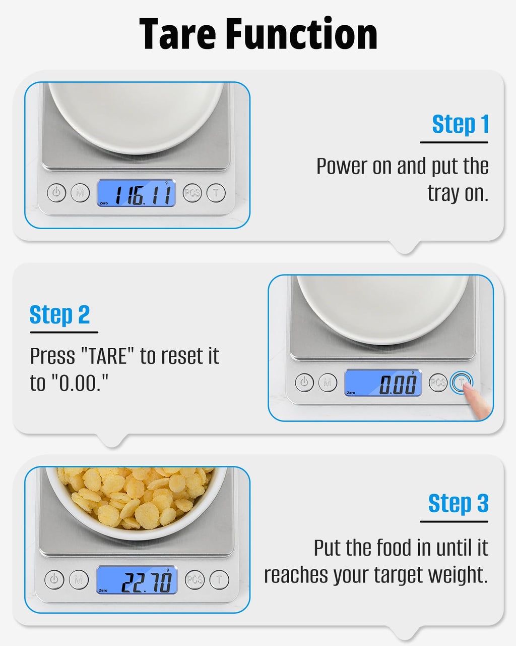 NEXT-SHINE Gram Scale 500g x 0.01g Precision, Digital Mini Pocket Size Portable Scale with Two Trays Nine Units, LCD Display Stainless Steel Platform for Weighing Jewelry Cooking Baking
