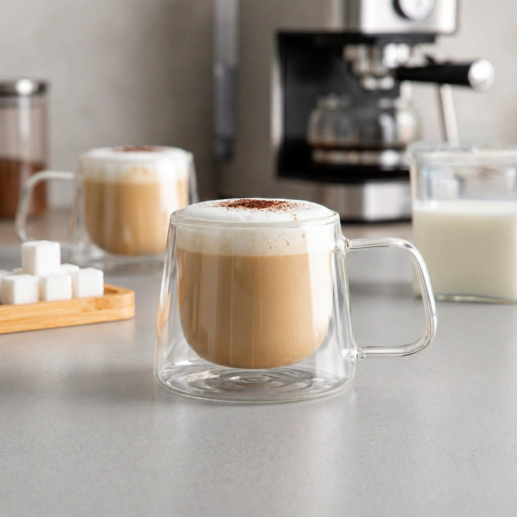 Restaurantware 7 oz Professional Glass Coffee Mug, 2 Pack
