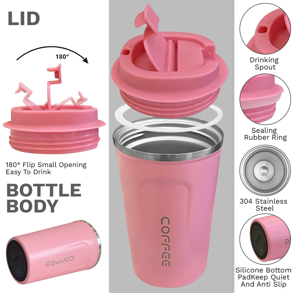 Insulated Travel Coffee Mug, Stainless Steel Coffee Cup with Leakproof Lid
