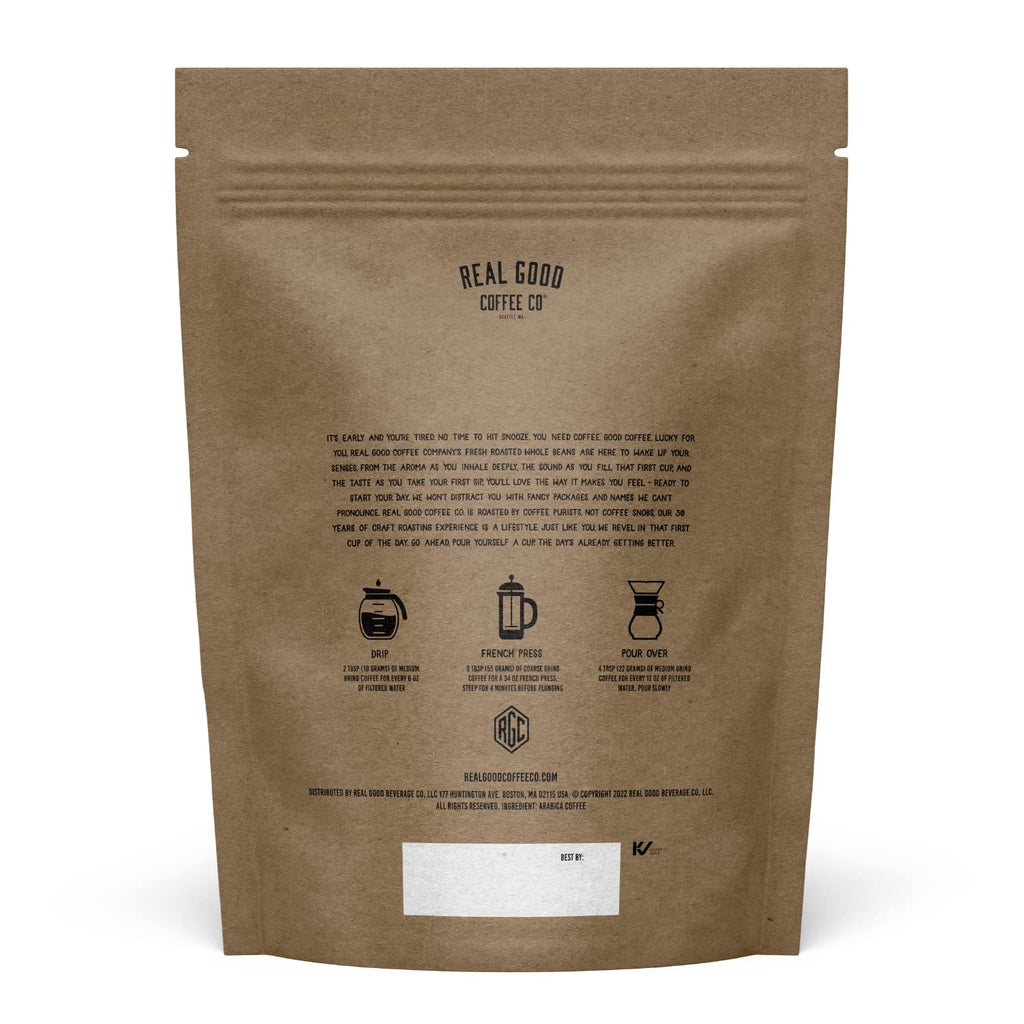 Real Good Coffee Company Donut Shop Medium Roast Whole Bean Coffee - Fresh Roasted Coffee Beans - Pairs with Donuts & Pastries - 32 Oz