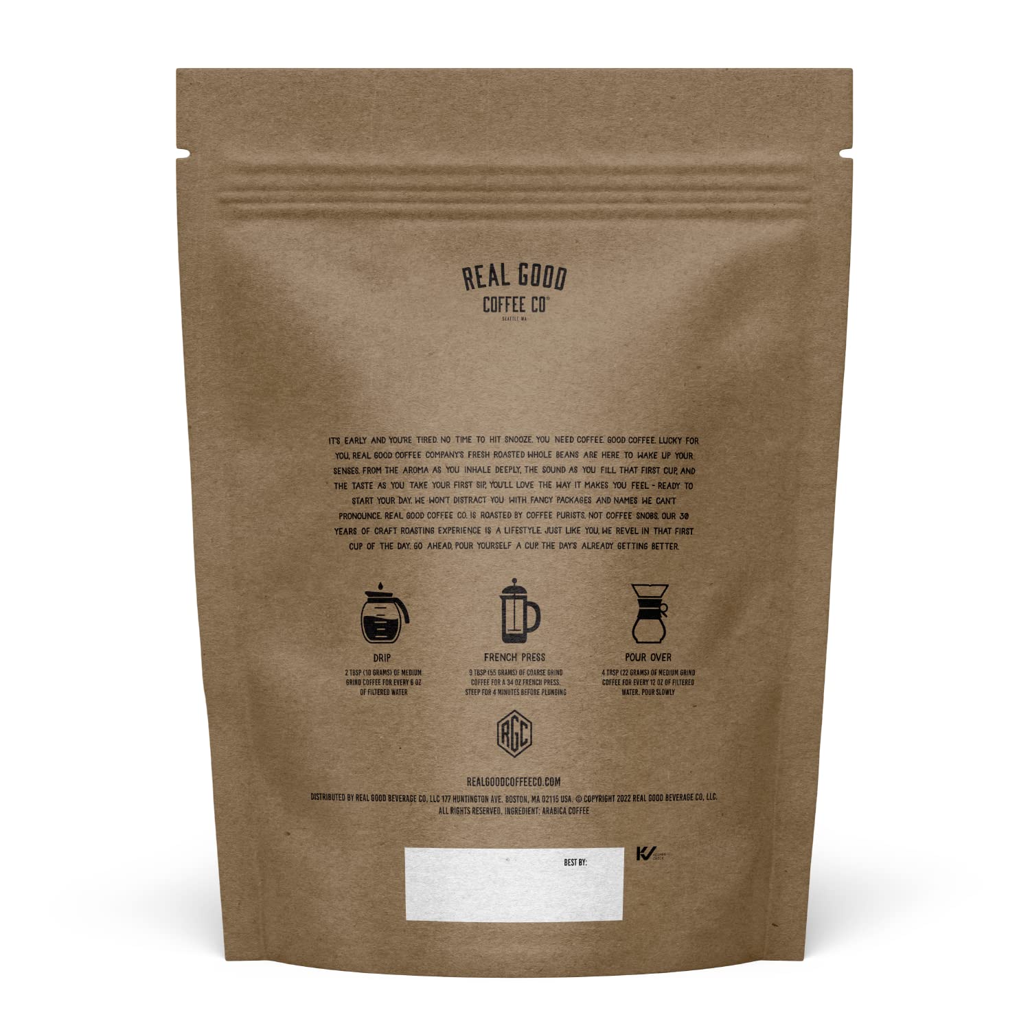 Real Good Coffee Company Donut Shop Medium Roast Whole Bean Coffee - Fresh Roasted Coffee Beans - Pairs with Donuts & Pastries - 32 Oz