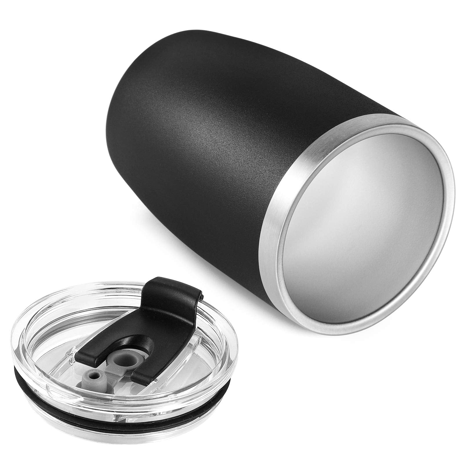 VEGOND Stainless Steel 12 oz Tumblers bulk Vacuum Insulated Double Wall Travel Tumbler with Lid and Straw Reusable Tumbler, Black 6 pack