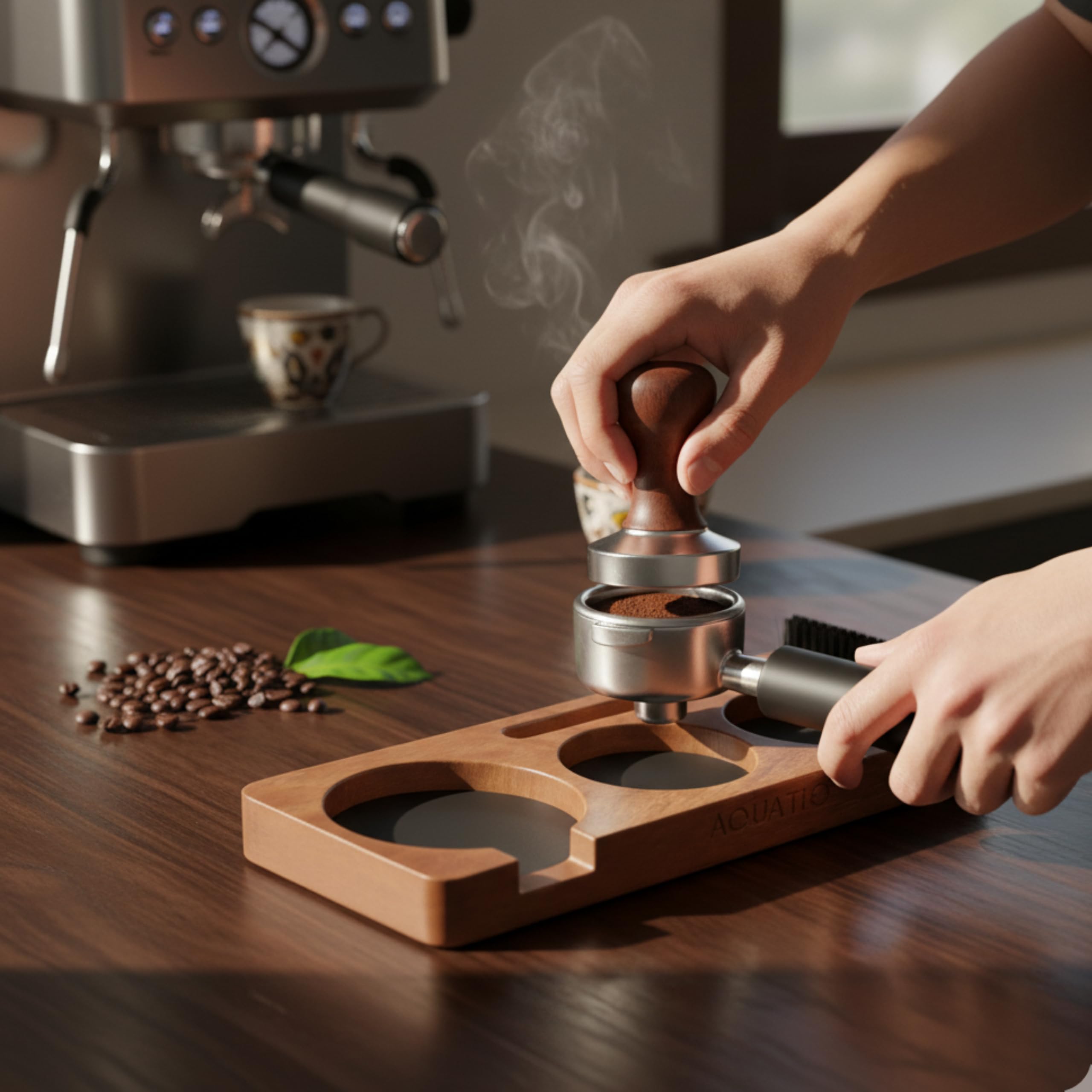 51-58 mm Compact Espresso Tamping Mat, Coffee Tamping Station