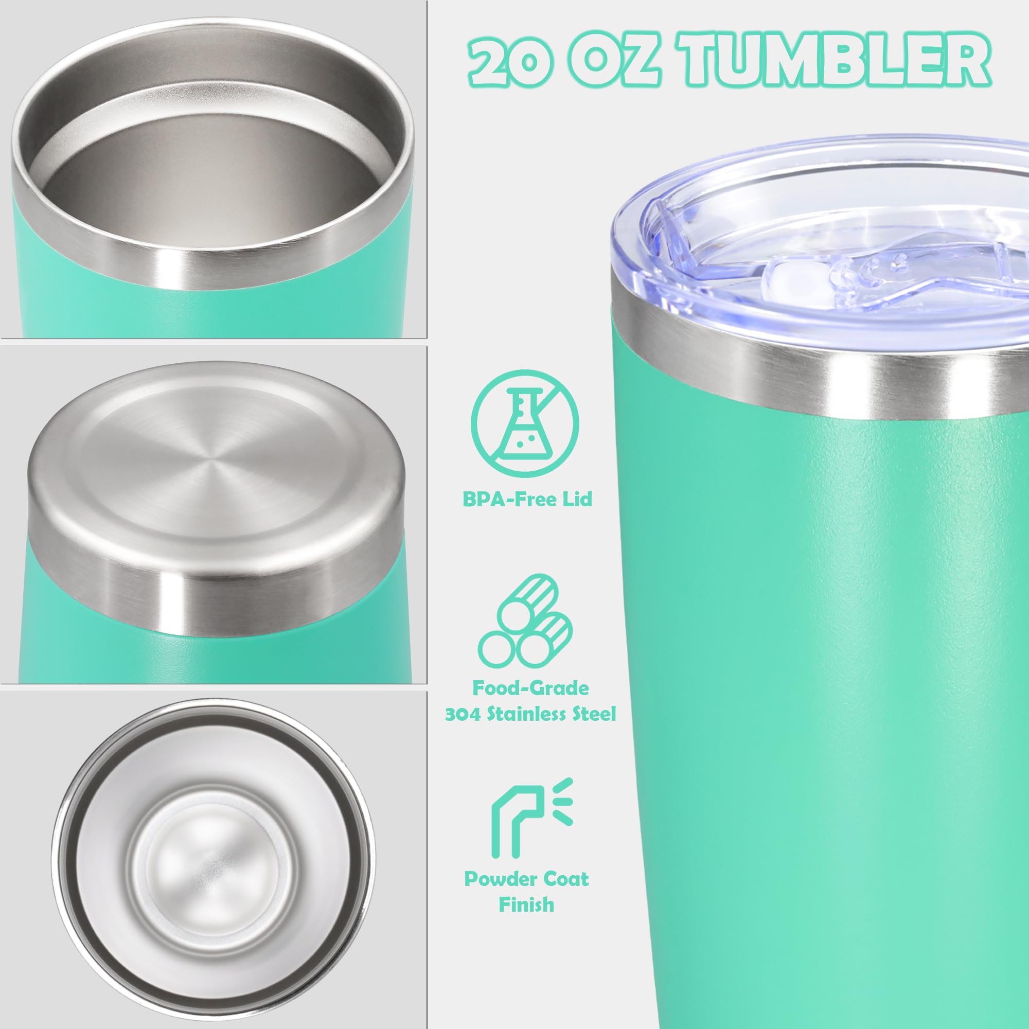 20oz Tumbler Stainless Steel Tumbler Coffee Tumbler with Lid Light Blue, 4P