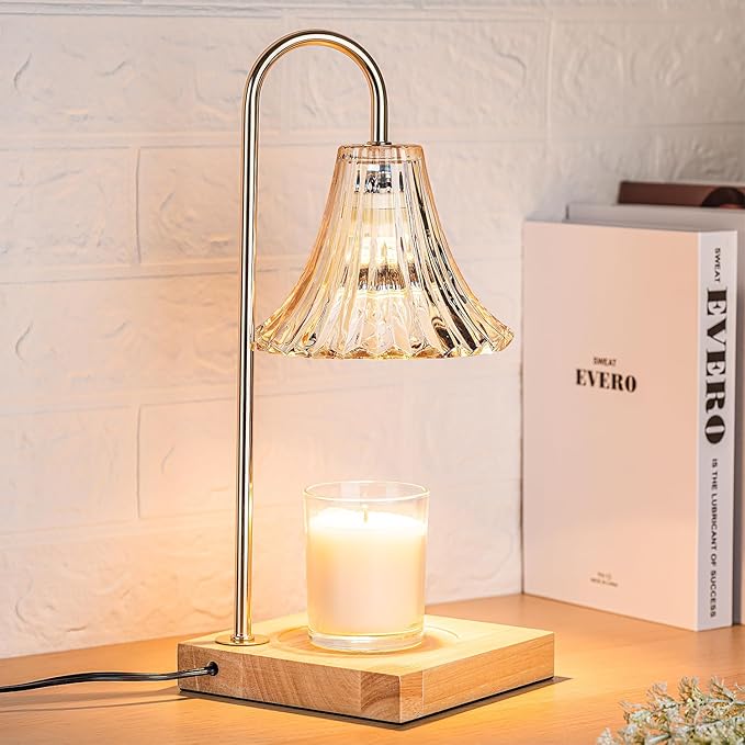 Candle Warmer Lamp with Timer, Candle Wax Warmer Flower Lamp Dimmable, Birthday Day Gifts for Mom Women, Home Fragrance Accessories for Dorm Room Decor