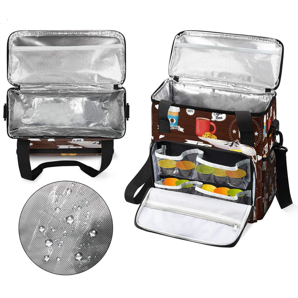 FengQuGou Coffee Culture Maker Carring Bag Cafe Travel Carrying Storage Tote Compatible with Keurig K-Mini or Plus Portable Single Serve Brewer Case Pockets for K-cup Pods
