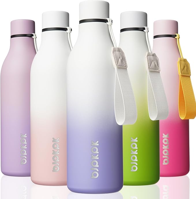 BJPKPK 18oz Insulated Water Bottle, Stainless Steel Bottle with Carry Strap