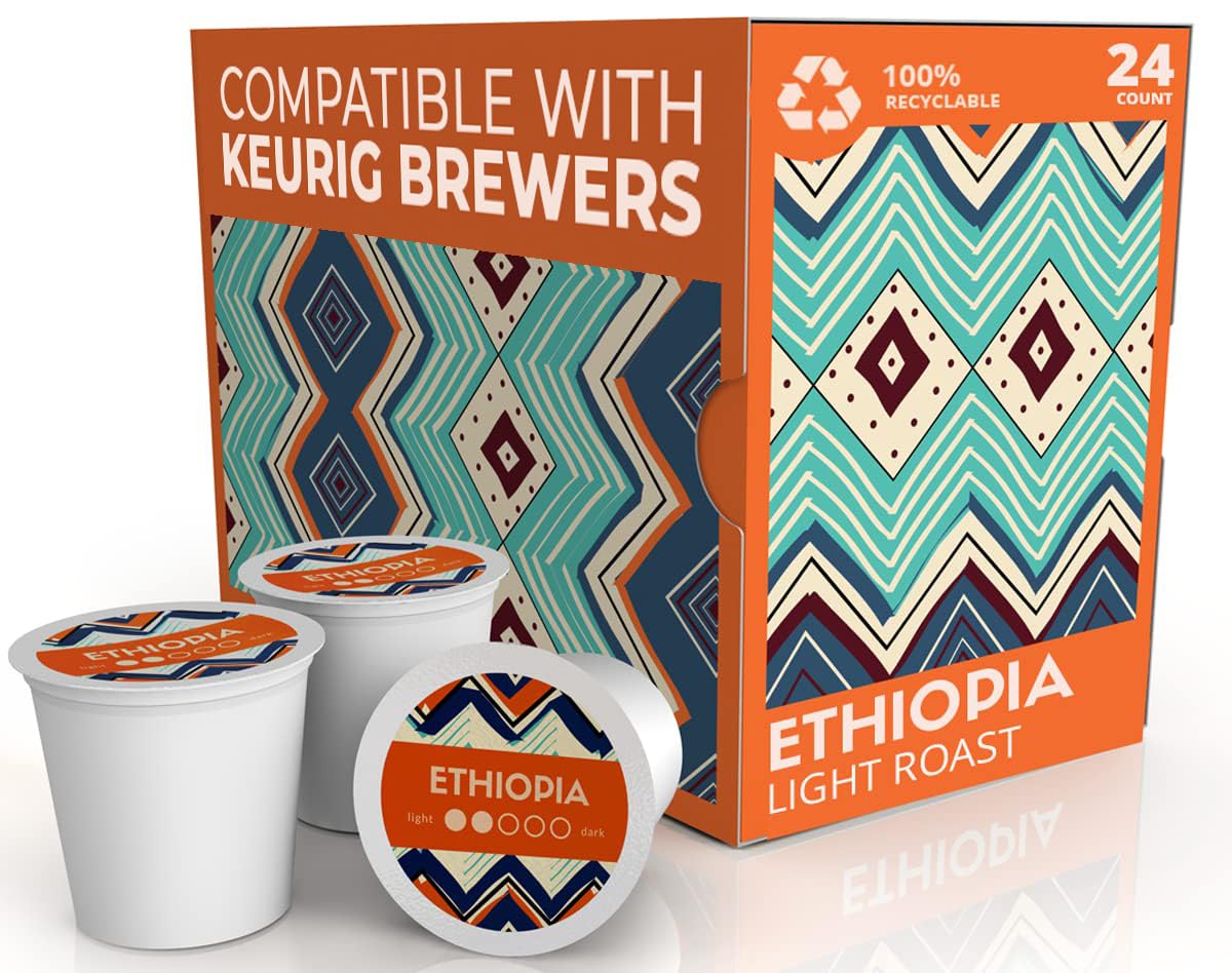 Atlas Coffee Club Keurig-Compatible Pods, Light Roast, Ethiopia, 24 Ct