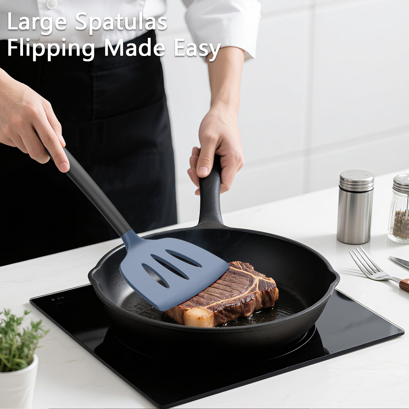 Coukre 3 Pack Silicone Spatula Set, Heat Resistant to 500°F, BPA-Free