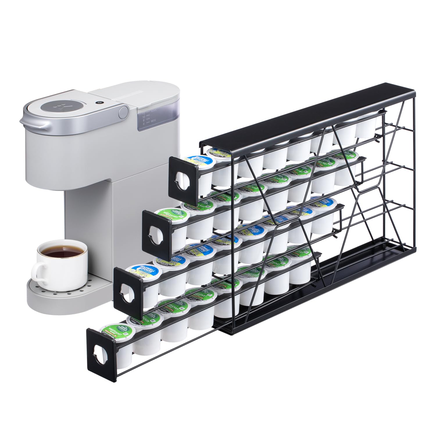 Flagship K Cup Holder for Keurig Pods Coffee Pod Storage 4 Tier K Cup Drawer Organizer for Counter (32 Pods Capacity)