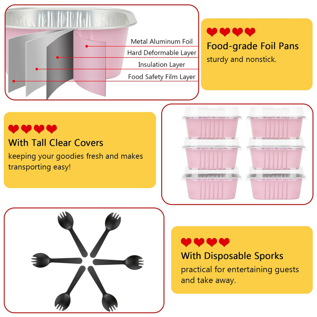 LNYZQUS 120 Pack 10oz Mini Cake Pans with Lids and Spoons for Bake Sales