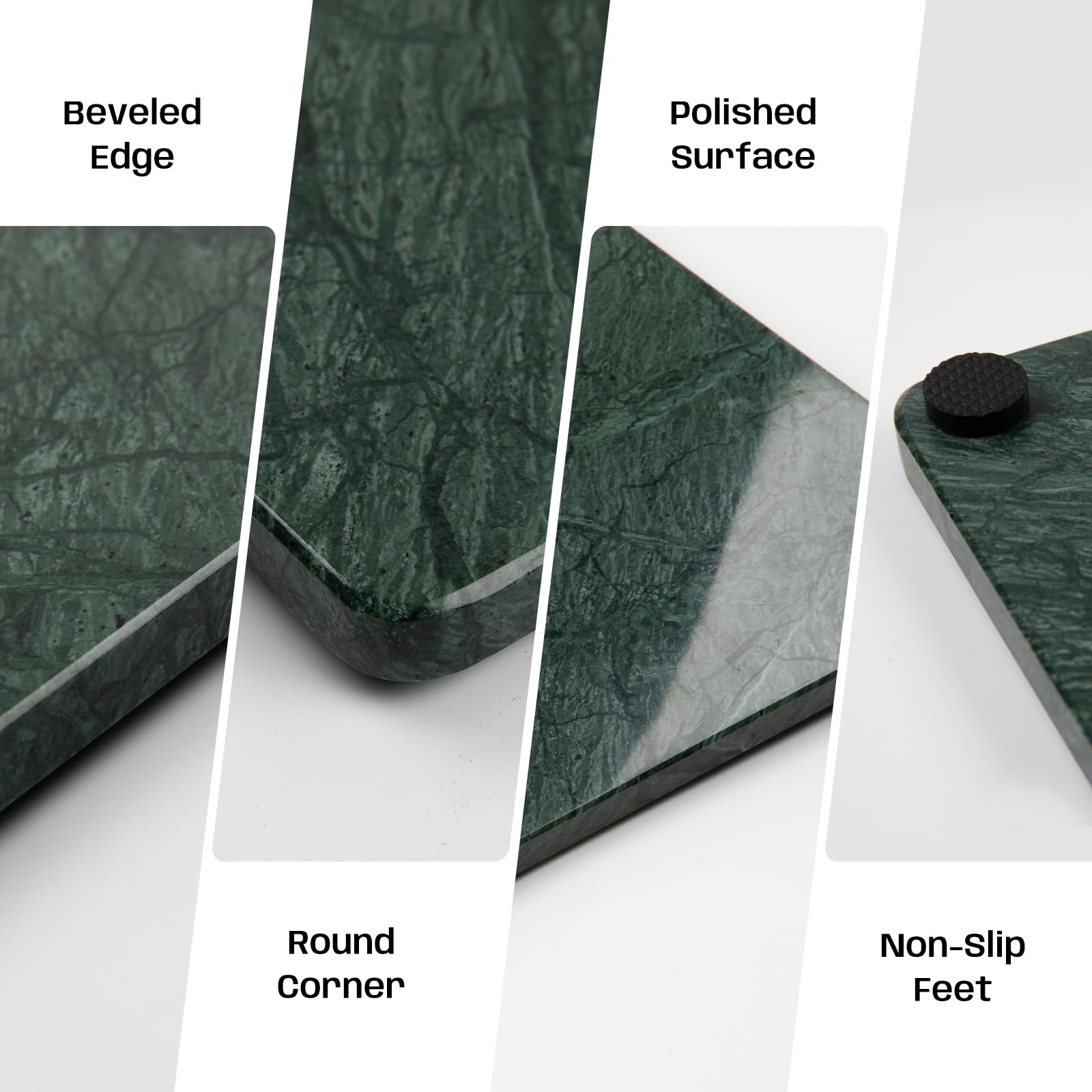 Adolif Green Marble Cutting Board, Marble Slab Pastry Board 12x20 Inch With Non-Slip Feet For Baking, Cheese, Charcuterie, Chocolate