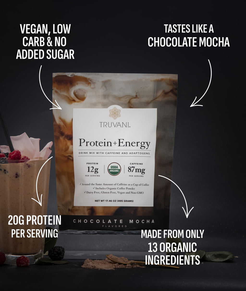 Truvani Protein + Energy | Chocolate Mocha | 20 Servings