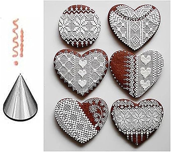 Cake Decorating Set, 5 Pieces Stainless Steel Icing Piping Nozzles Tips Kit - Christmas Holiday Birthday Anniversary Wedding Cupcakes Cakes Cookies Dessert Candy Pastry DIY Making Tools #5