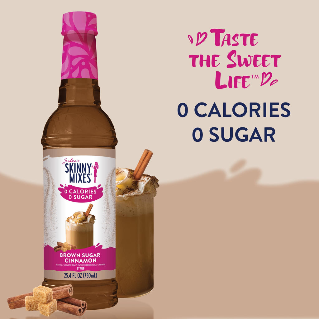 Jordan's Skinny Mixes Syrups Sugar Free Coffee Syrup, Brown Sugar Cinnamon Flavor Drink Mix, Zero Calorie Flavoring for Latte, Protein Shake, Food and More, Gluten Free, Keto Friendly, 25.4 Fl Oz, 1 Pack